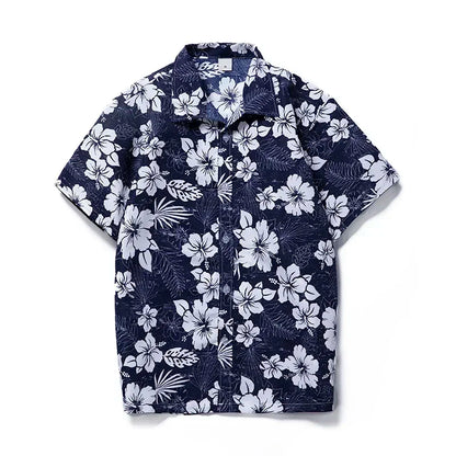 Hawaiian Print Casual Men’s Polyester Short-Sleeve Shirt