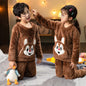 2025 Winter Flannel Baby Girls Sleepwear Children Warm Pajamas Set Toddler Boy Coral Fleece Pyjamas Kids Plush Pijamas Clothes