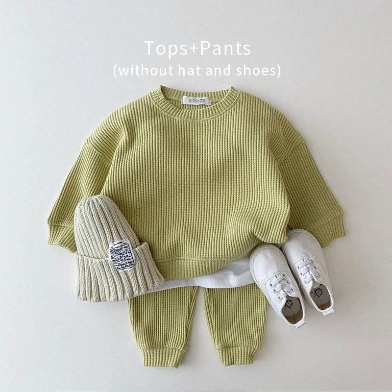 2PCS New  Baby Set Boys  Girls Sports Suit Toddler  Solid Color Suit Infant Outfit Autumn Winter Spring Baby Boy Clothes