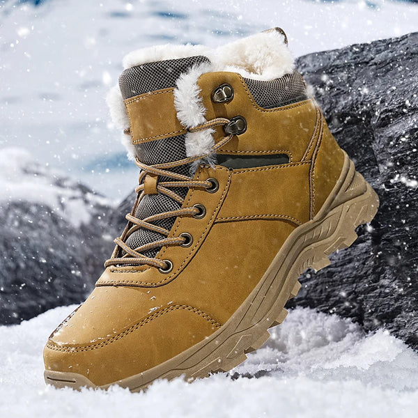 Men's Winter Snow Boots Waterproof Leather Sports Super Warm Men's Boots Outdoor Men's Hiking Boots Work Travel Shoes