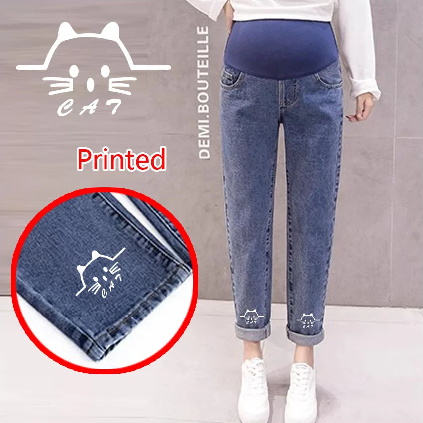 Pregnancy Abdominal Pants Boyfriend Jeans Maternity Pants For Pregnant Women Clothes High Waist Trousers Loose Denim Jeans