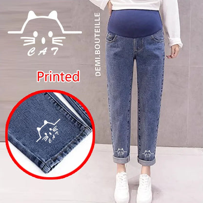 Pregnancy Abdominal Pants Boyfriend Jeans Maternity Pants For Pregnant Women Clothes High Waist Trousers Loose Denim Jeans