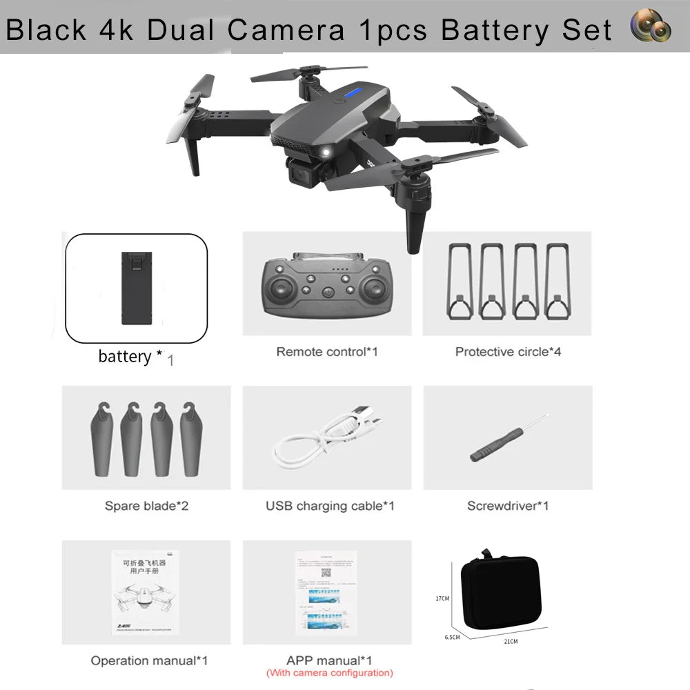 2025 New E88 Pro WIFI FPV Drone Wide Angle HD 4K 1080P Camera Height Hold RC Foldable Quadcopter Dron Helicopter Toys Kids Gift