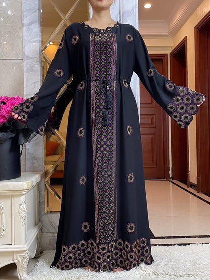 Autumn Women Elegant Dresses Dubai Party Outfits Long Sleeve  Dashiki Muslim Women High-grade Comfort Fabric African Abaya