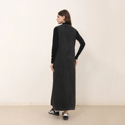 AP New 2025 Autumn Women Denim Long Sleeve Dress Black Knitting Cardigan Fashion Style