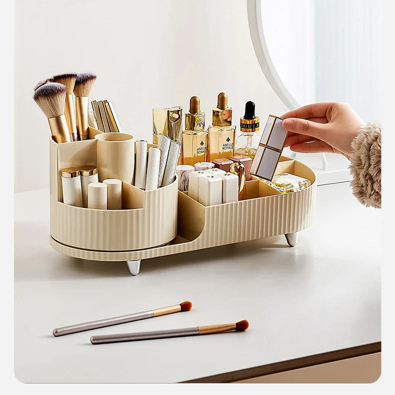 New 360° Rotating Makeup Brush Holder Cosmet Storag Box Luxury Makeup Organiser Lipsticks Make Up Container Vanity Organizer Box