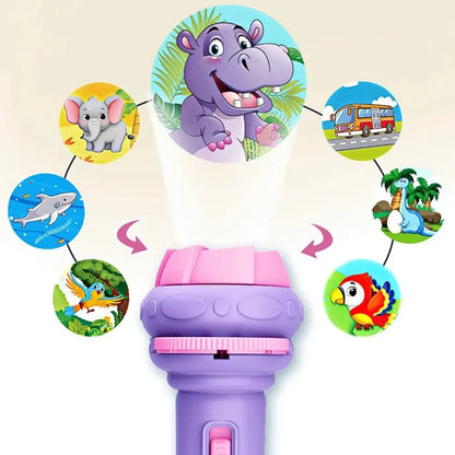 10 Cards Cartoon Projection Flashlight 80 Patterns Creative Children Flashlight Toy Projector Baby Toys Bedtime Story Book (Toy)