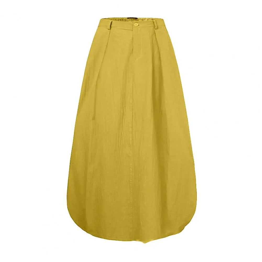 Vintage Summer Skirts Women High Waist Solid Cotton Skirt Saia Female Beach Maxi Long Skirts Jupe Faldas