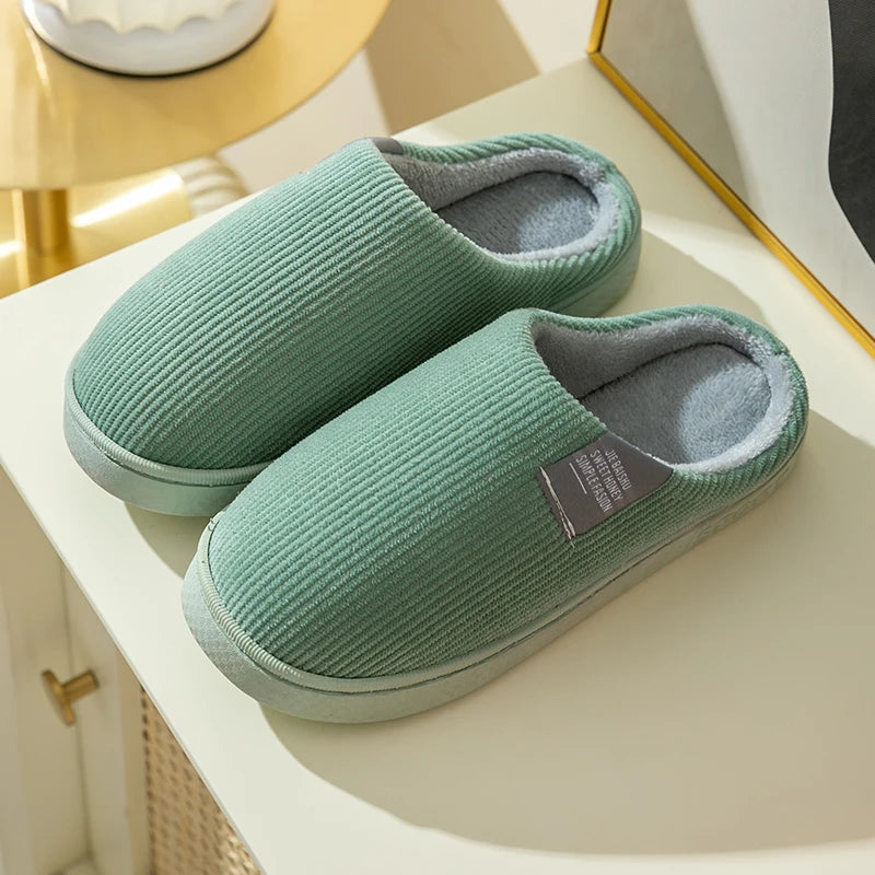 Winter Warm Fur Slippers Men Women Couples House Non-slip Soft Shoes Casual Flat Heel Home Indoor Bedroom Plush Slippers