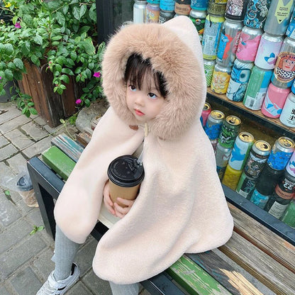 Baby Girl Cloak Faux Fur Winter Infant Toddler Child Princess Hooded Cape Fur Collar Baby Outwear Top Warm Clothes 1-7 Years Old