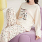 SUKAE Pink Puppy Printing Women Sleepwear Korean New Pajamas Set O-neck Long Sleeve Pijamas Autumn Spring Faux Cotton Nightwear