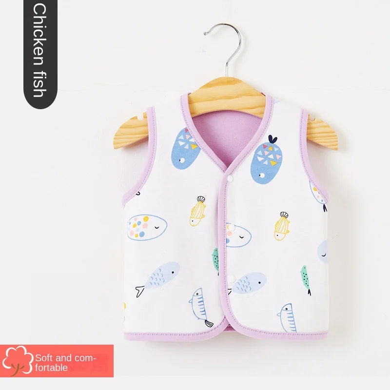 Baby Vest Spring and Autumn Thin Cotton Girls' Sweetheart Waistwear Neonatal Belly Care Boys' Horse Jacket Children's Vest