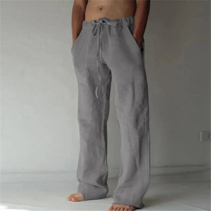 Summer spring 2025 New Men's Cotton Linen Pants Male Autumn New Breathable Solid Color Linen Trousers Fitness Streetwear S-3XL