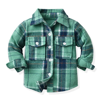 Top Newborn Uniex Baby Boys Girls Long Sleeve Flannel Shirts Single Breasted Lapel Blouse Tops Toddler Infant Clothes