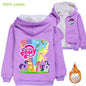 Little Pony Unicorn Winter Hooded Sweater Warm Zipper Jacket for Kids Boy Girl