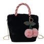 Cute Cherry Plush Bag Handbag Korean INS Autumn Winter Versatile Shoulder Bag Fashion Plush Crossbody Bag Ladies Chain Bag