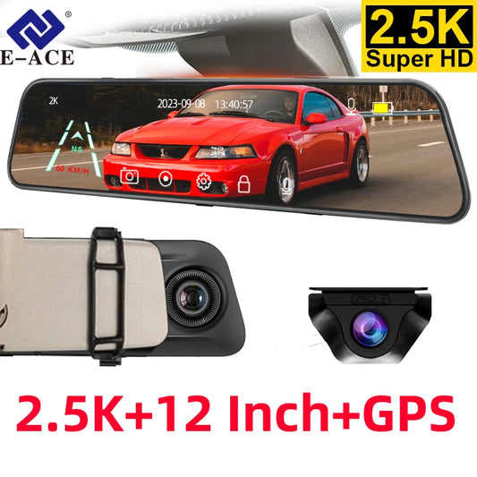 ACCEO Dashcam 12 Inch Touch Screen Car Room Mirror Video Recorder Dash Cam For Cars DVR With Sony RearView Camera Car Black Box