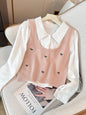 Y2k Vest Knit+shirts Suit  Set Women 2 Pieces