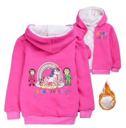 A for Adley Cartoon Boys Coat Children's Clothing for Winter Cotton Kids Parkas Little Girls Zipper Coats Toddlers Baby Jacket