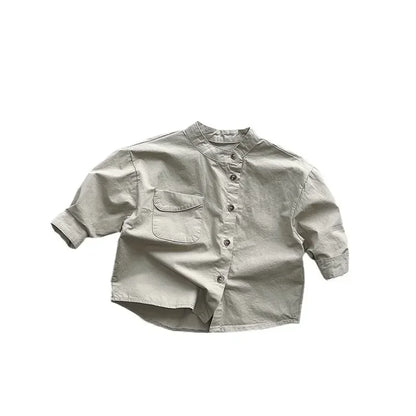 2025 Spring Autumn New Style Baby Boys Shirts Japan Style Soft Solid Simple Cotton Comfortable Fashion Kids Boy Blouse