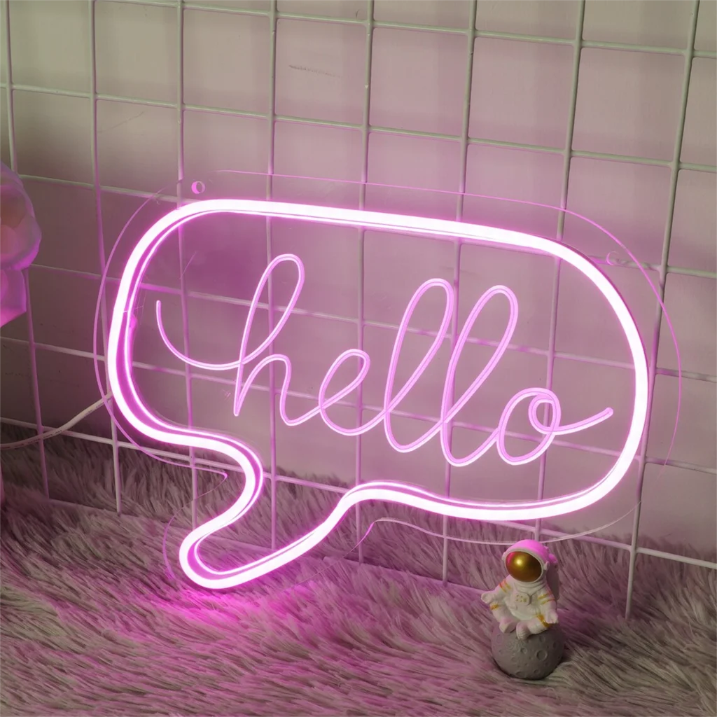 Neon Sign Engraving Led Light Custom Hello Sign for Home Wall Ligths Decor Bed Room Bar Wedding LED Lighting Signs