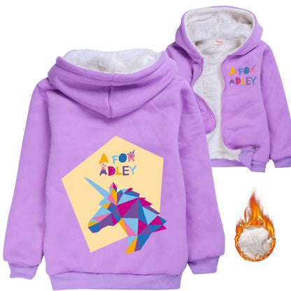 A for Adley Cartoon Boys Coat Children's Clothing for Winter Cotton Kids Parkas Little Girls Zipper Coats Toddlers Baby Jacket