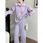 Women Elegant Cashmere Pants Suit for Autumn Winter New Fashion Lapel Sweater Suit Knitwear Casual Pants Female Two-piece Sets