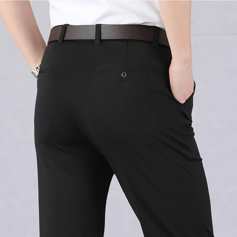 Men‘s Suit Pants Spring and Summer Male Dress Pants Business Office Elastic Wrinkle Resistant Big Size Classic Trousers Male