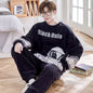 2025 New Winter Plus Size Long Sleeve Thick Warm Flannel Pajama Sets For Men Cute Cartoon Sleepwear Pyjama Homewear Home Clothes