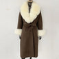 Wool Coat Women New Autumn Winter Real Fox Fur Jacket Female Long Warm Natural Fox Fur Collar Fur Cuffs