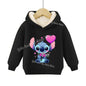 Lilo&stitch Children Hoodie Winter Thicken Warm Pullover Sweatshirt Street Sweater Girl Boy Outdoor Sports Kid Hooded Clothes