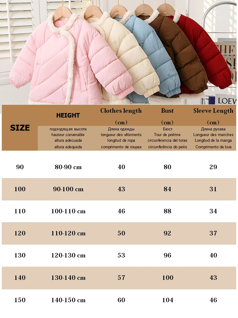 Girls Winter Coats Castle Princess Coat Cotton Padded Jacket From Toddler To Little Kid Elegant Rabbit Fur Collar Warm Outwear