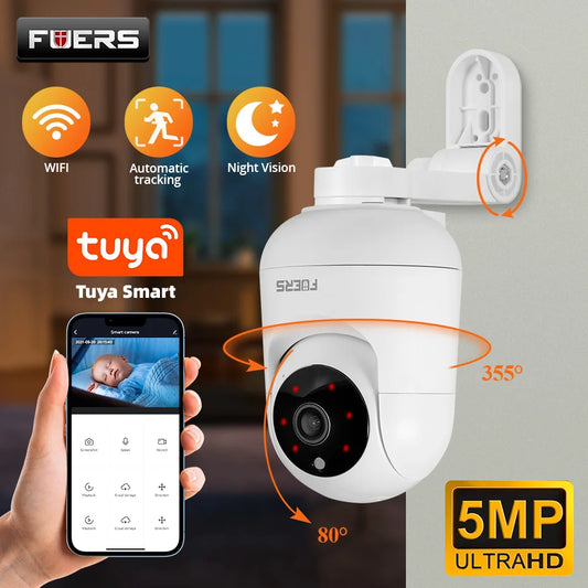 FUERS Tuya 5MP WiFi Indoor monitor KIT Security Protection CCTV smart home Cloud Storage Micro Alarm warning sticker P162