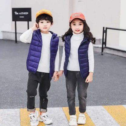 OLEKID 2025 Autumn Winter Children Vest Hooded Boy Sleeveless Jacket 2-12 Years Kid Teenage Girls Outwear Toddler Baby Waistcoat