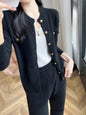 Fashion Two-piece Suit 100% Cashmere Suit Women's Round Neck Cardigan Casual Pants Autumn/Winter New Solid color Female Set