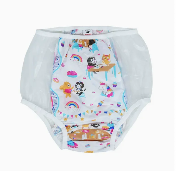 ABDL PVC Transparent Plastic Underpants Soft Silent Reusable Waterproof Adult Baby Diaper Pants Coat Incontinence Panties