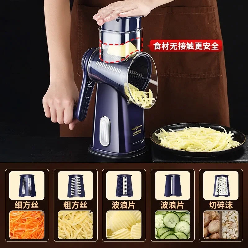 Vegetable Slicer Cutter Manual Drum Grater Multifunction Rotary Cheese Grater Kitchen Veggie Chopper Food Shredder Meat Grinder