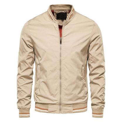 Men's Solid Color Autumn Bomber Jacket - Casual Baseball Outerwear