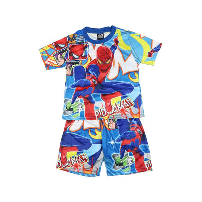 Children Pajamas Set Short Sleeve T Shirt Shorts Superhero Spiderman Costume Pyjamas Kids Boy Girls Pijamas Cartoon Baby Sleepw