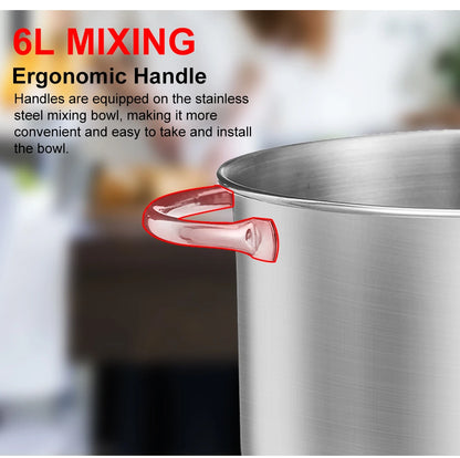 BioloMix Kitchen Food Stand Mixer, Blender, Quiet Motor, Cream Egg Whisk, Whip Dough Kneader, 6-Speed, 1200 W, 6 L, DC