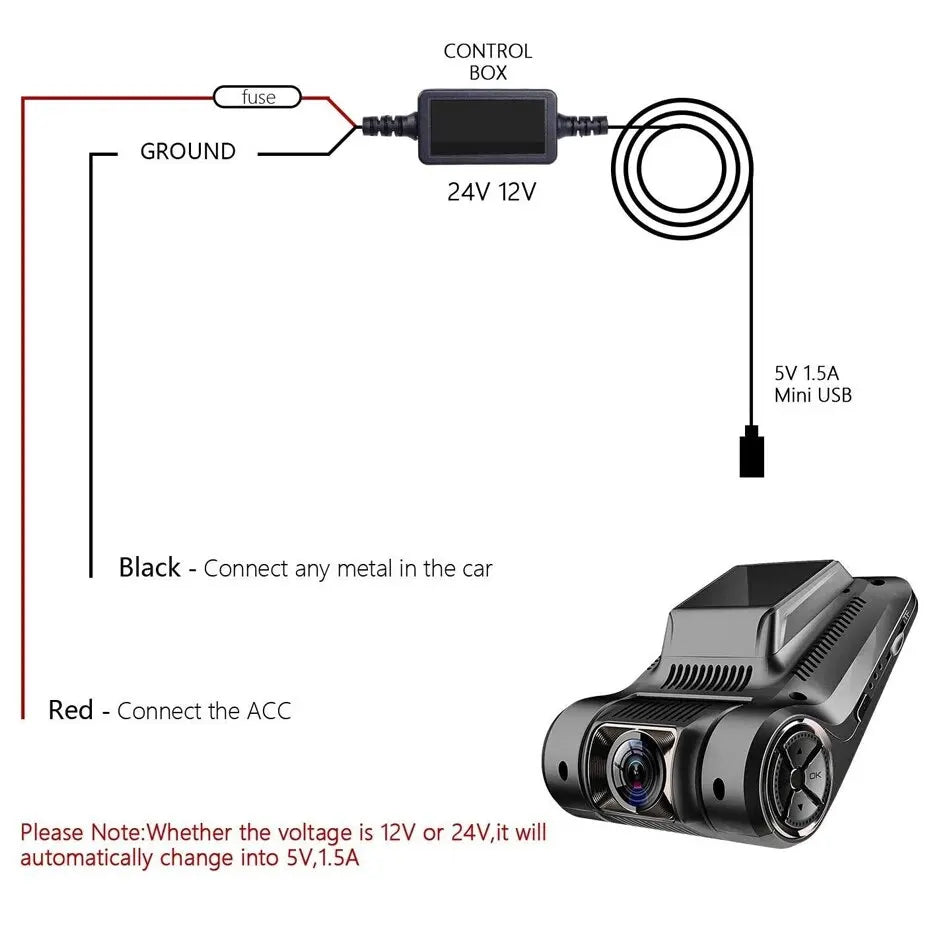 CarDash Cam Wire 3.2m DVR Hardwire Cable Kit Video Recorder 12 24V To 5V Mini Micro USB Charger Line Auto Dashcam Camera