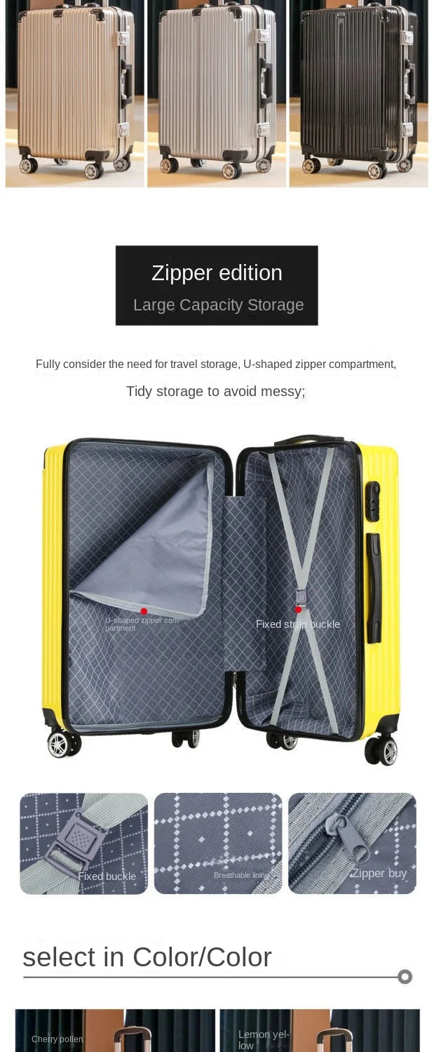 Aluminum Frame Carry-On Suitcase Luggage Mute Trolley Case Universal Wheel Durable And Sturdy Password Valise De Voyage