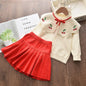 Bear Leader Baby Girl Clothes Set Sweet Outfits Autumn Winter Kids Girls Long Sleeve Knitted Embroidery Sweater + Skirt 2pcs Set