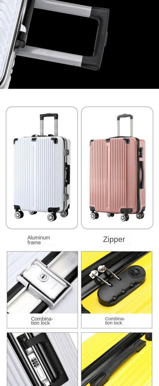 Aluminum Frame Carry-On Suitcase Luggage Mute Trolley Case Universal Wheel Durable And Sturdy Password Valise De Voyage