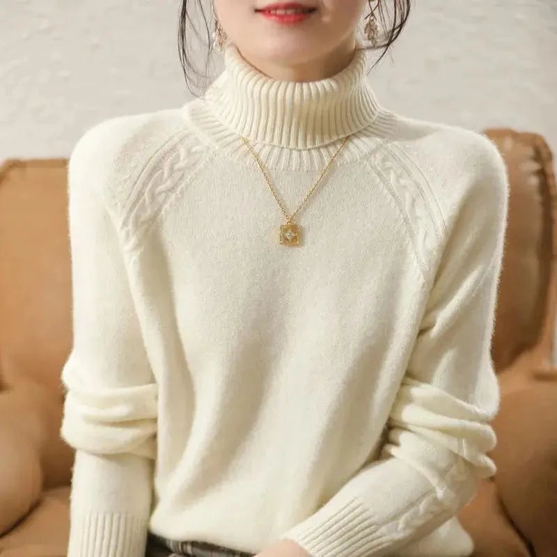 Women's Turtleneck Sweater Fall Winter New Loose Warm Knit Pullover Tops Candy Colors Knitwear Jumper Korean Soft Casual Poleras