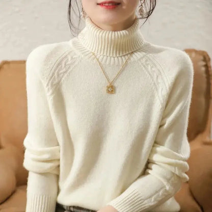 Women's Turtleneck Sweater Fall Winter New Loose Warm Knit Pullover Tops Candy Colors Knitwear Jumper Korean Soft Casual Poleras