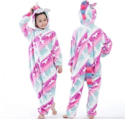 New Children Pajamas Winter Sleepwear Boys Onesies Girls Pyjama Set Cute Stitch Unicorn Skeleton Animal Kids Pijamas Jumpsuit