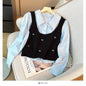 Y2k Vest Knit+shirts Suit  Set Women 2 Pieces