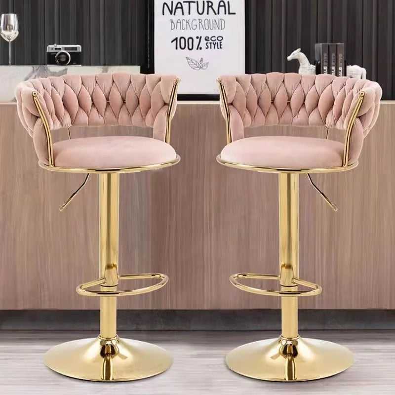 Custom，Bar Chair Home Tall Nordic Metal Luxury Gold Swivel Kitchen Velvet High Modern Cheap Stools Chair Bar Furniture For Bar