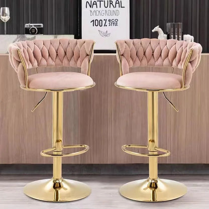 Custom，Bar Chair Home Tall Nordic Metal Luxury Gold Swivel Kitchen Velvet High Modern Cheap Stools Chair Bar Furniture For Bar